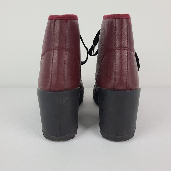 Rock & Rags by Firetrap Burgundy Lace Up Heeled Booties Size 8.5 - Picture 5 of 9